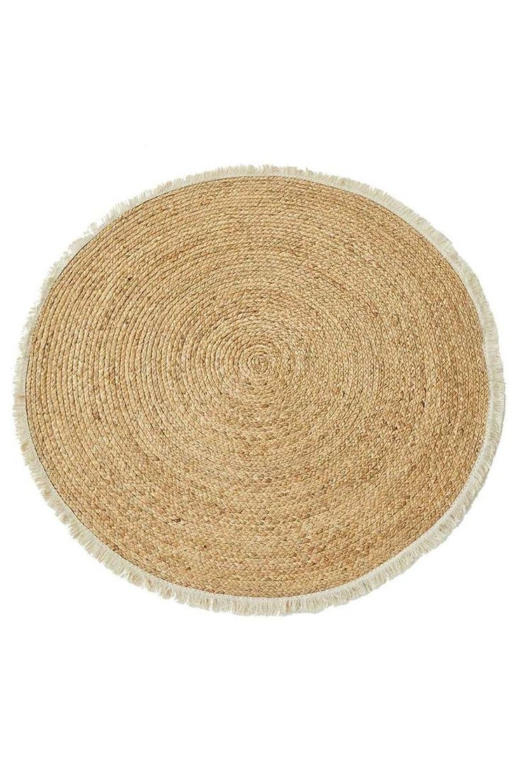 LINGWEI Handwoven Jute Round Rug- 100 & 120 cm Braided Natural Beige Floor Mat  - Image 3
