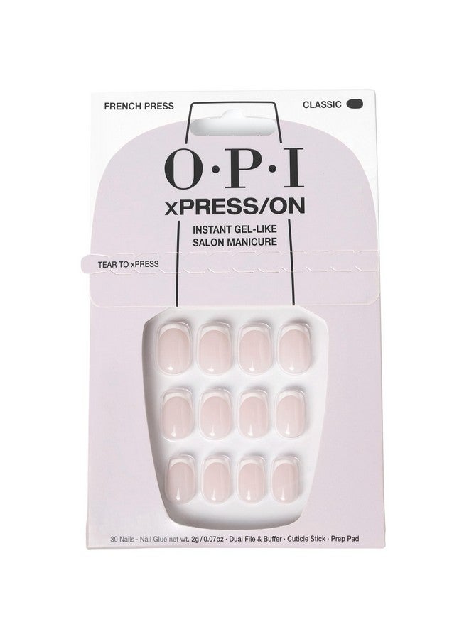 OPI xPRESS/ON Press On Nails, Up to 14 Days of Wear, Gel-Like Salon Manicure, Vegan, Sustainable Packaging, With Nail Glue, Short and Long Iconic Shades, French Press Nude Nail Polish - Image 1