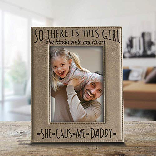 BELLA BUSTA- so There is This Girl She Kinda Stole my Heart,She Calls me Daddy-Daddy and Me-Father's Day Gift-Father and Daughter-Engraved Leather Picture Frame (4 x 6 Vertical) - Image 2