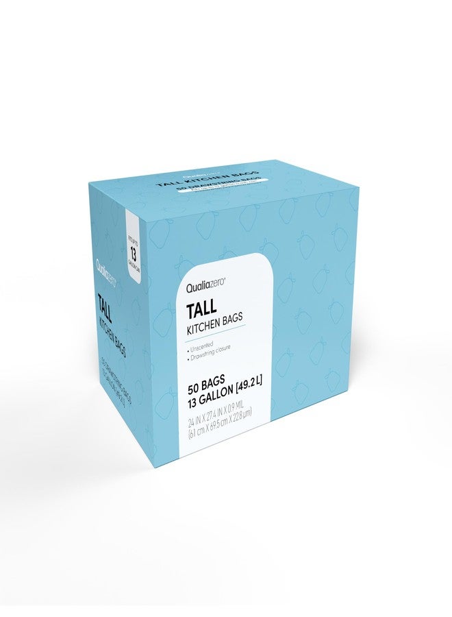 QUALIAZERO UNSCENTED 13 Gal / 50 Liter | Drawstring Closure Trash Bag | Heavy Duty (UNSCENTED, 50 BAGS) - Image 3