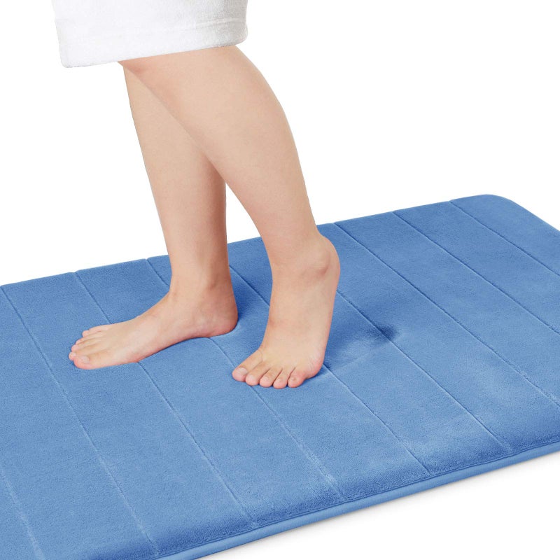 Yimobra Memory Foam Bath Mat Large Size 36 x 24 Inches Soft and Comfortable Super Water Absorption NonSlip Thick Machine Wash Easier to Dry for Bathroom Floor Rug Blue