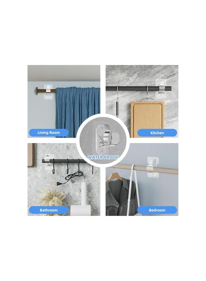erorex No Hole Curtain Rod Brackets Hangers, Self Adhesive Curtain Rod Holders, No Drilling, No Nail Heavy Duty Stick on Rod Hooks 6-Pack(Transparent)  - Image 2