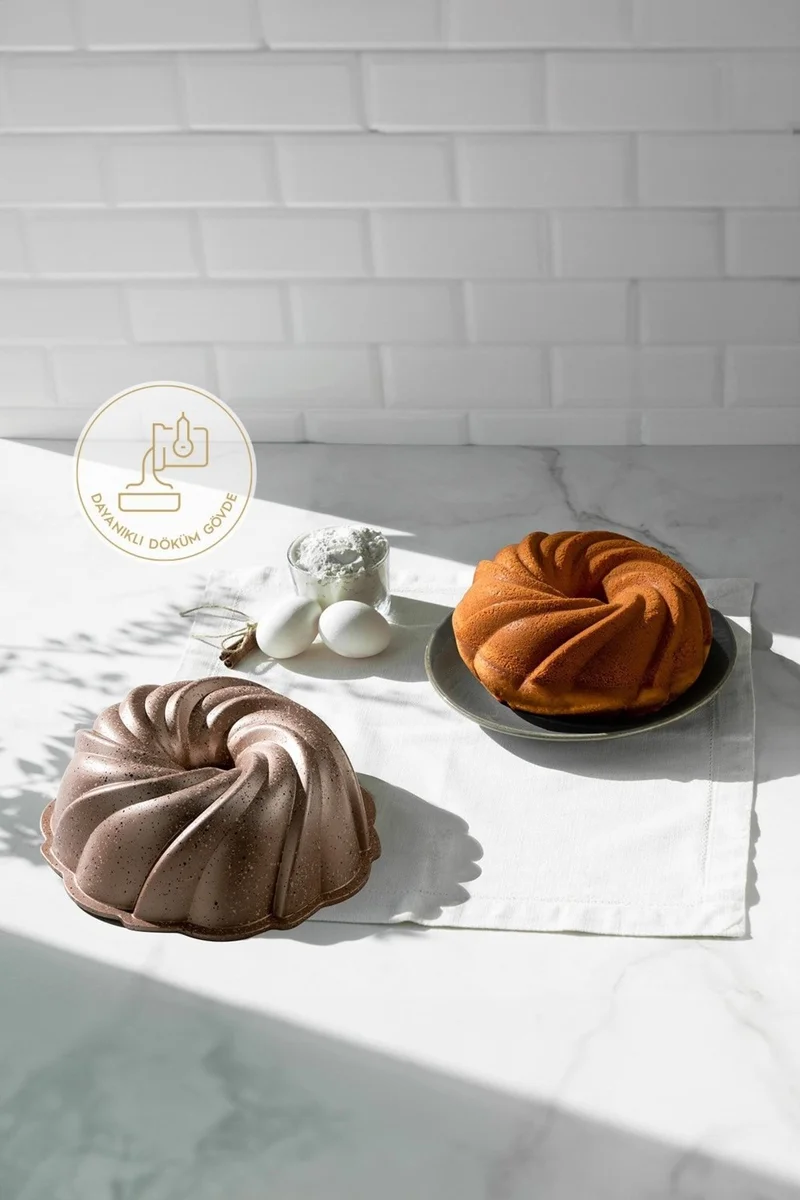 نهير Buket Rose Gold Cast Cake Mold 26 cm