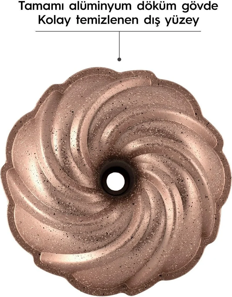 نهير Buket Rose Gold Cast Cake Mold 26 cm
