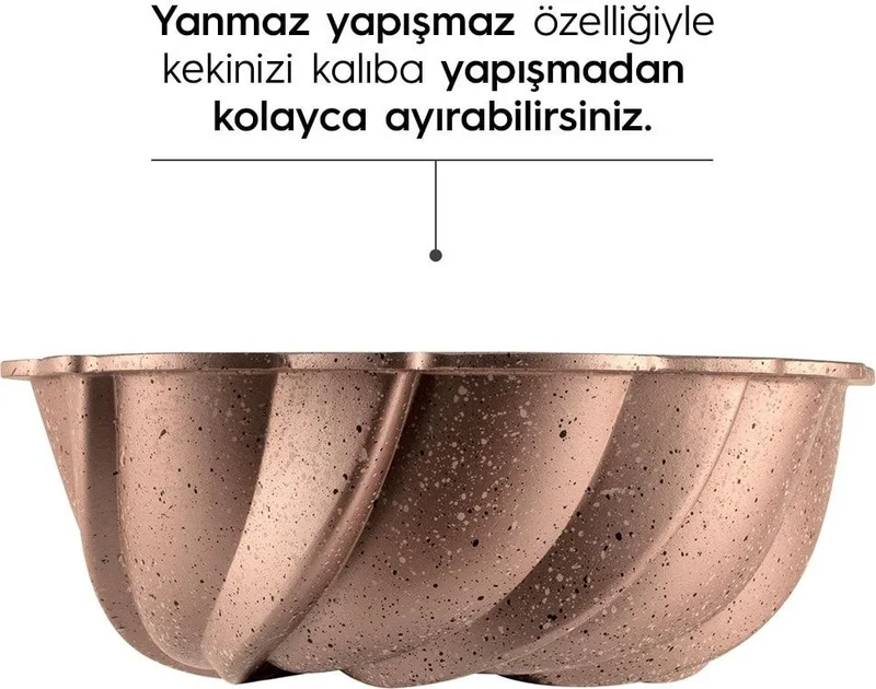 نهير Buket Rose Gold Cast Cake Mold 26 cm