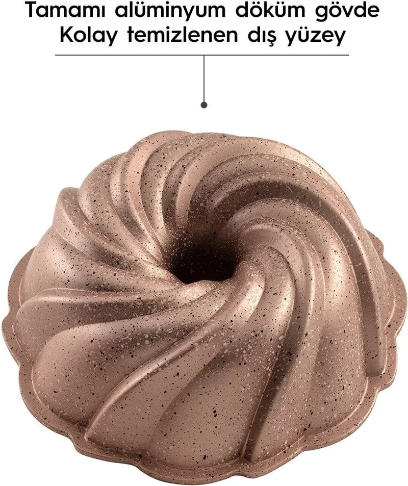 نهير Buket Rose Gold Cast Cake Mold 26 cm