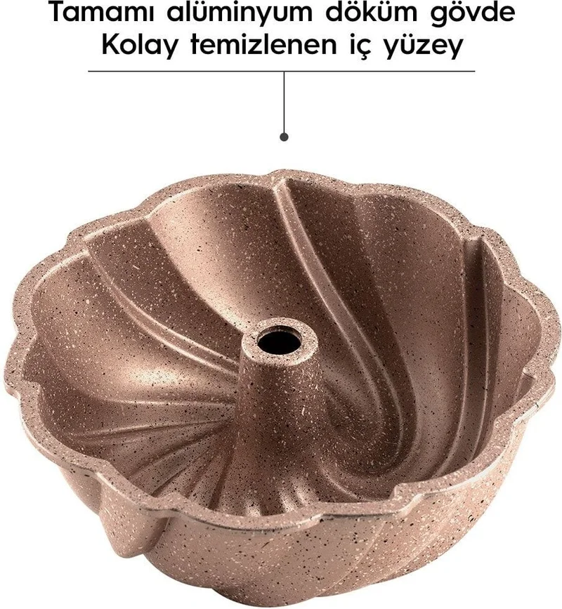 نهير Buket Rose Gold Cast Cake Mold 26 cm