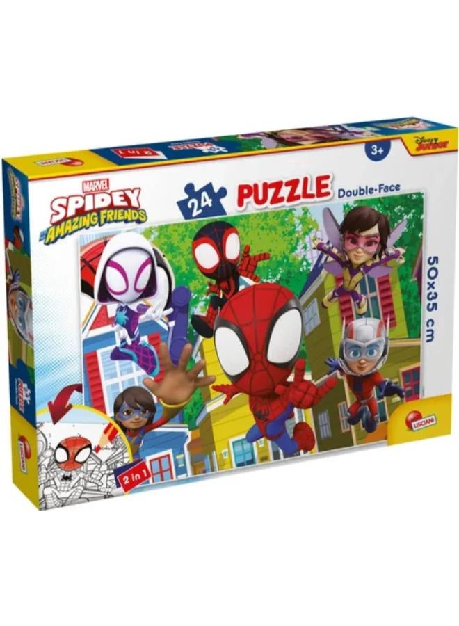 Lisciani Spidey & Friends Double-Face Puzzle - 24 Pieces - Image 1