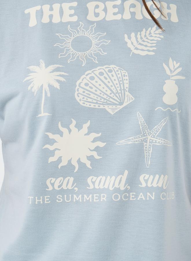 Styli Graphic Print Ruffle Hem T-Shirt and Pyjama Set - Image 4