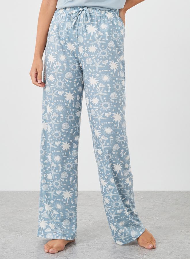 Styli Graphic Print Ruffle Hem T-Shirt and Pyjama Set - Image 5