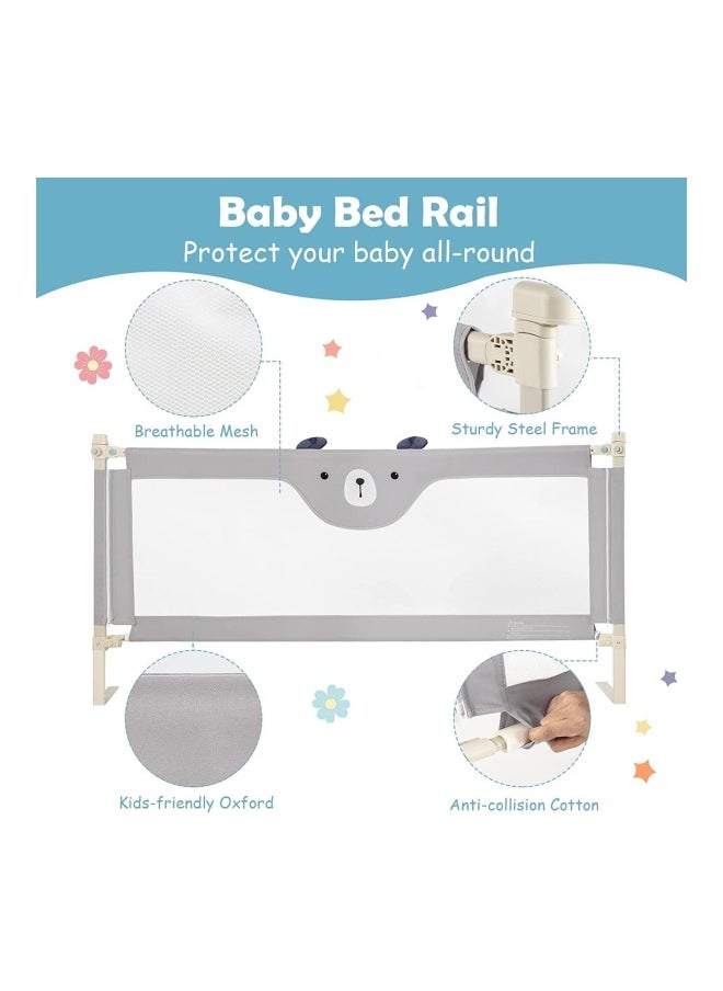 Bed Rail For Toddlers, 69'' Vertical Lifting Baby Beds Guard With Double Safety Lock & Adjustable Height, Anti-Fall Protection Mesh Guardrail, Kids Bed Guard For Full Size Bed - Only 1 Side