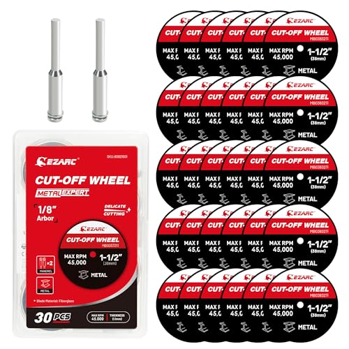 EZARC 1-1/2 Cut Off Wheels, 1.5" x 1/8" Fiberglass Reinforced Rotary Tool Cutting Disc Accessories Include Mandrels, 32-Pack - Image 1