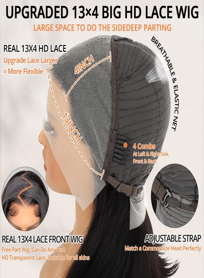 Iridescent Glueless Human Hair Lace Front Wig for Black Woman - 13x4 Straight HD Transparent Pre-Plucked Bob Wig, 180% Density, Short, Natural Black, 16 Inch - Image 4