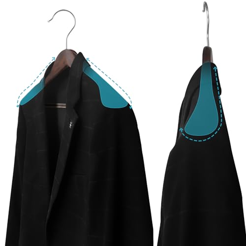 ABHENG Solid Wood Suit Hangers, 10 Pack, Coat Hangers with Non Slip Trouser Bar, 360° Swivel Hook, Heavy Duty Wide Hangers for Suit, Coat, Jacket, Trousers, Pants,17.3" W x 9", Dark Walnut AWY0410H - Image 3