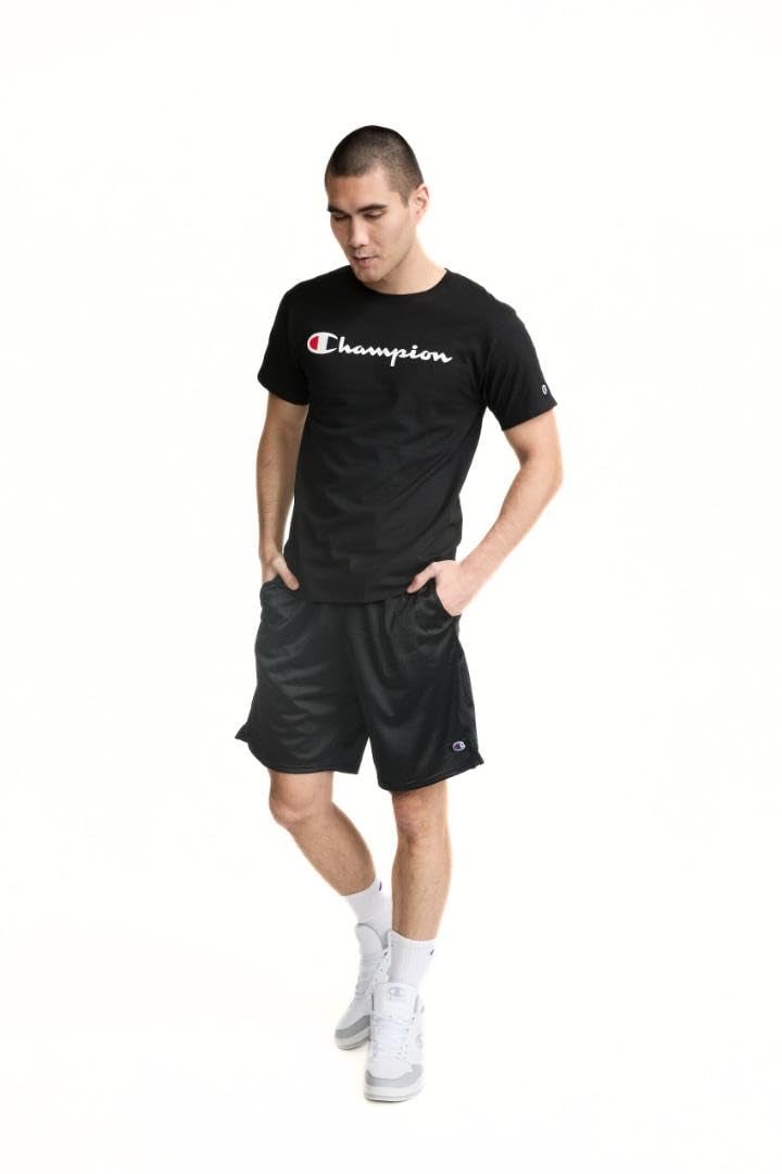 Champion تي شيرت كلاسيكي للرجال من تشامبيون، تي شيرت نص مكتوب كلاسيكي، أسود-y06794، كبير أمريكي - Image 4