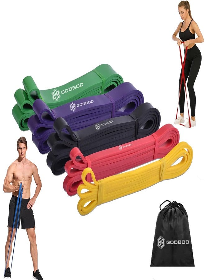 GODBOD Resistance Bands Set – 5 Long Loop Bands for Home Workouts, Pull-Ups, Physical Therapy & Recovery – Heavy to Light Exercise Bands with Carry Bag – Durable Fitness Bands for Men & Women - Image 1