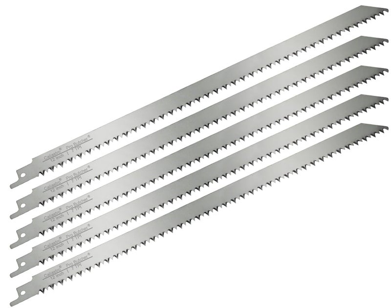 Caliastro 12-Inch Stainless Steel Frozen Meat Bone Cutting Saw Blades for Reciprocating and Sawzall Saws - 5 Pack - Caliastro - Image 1