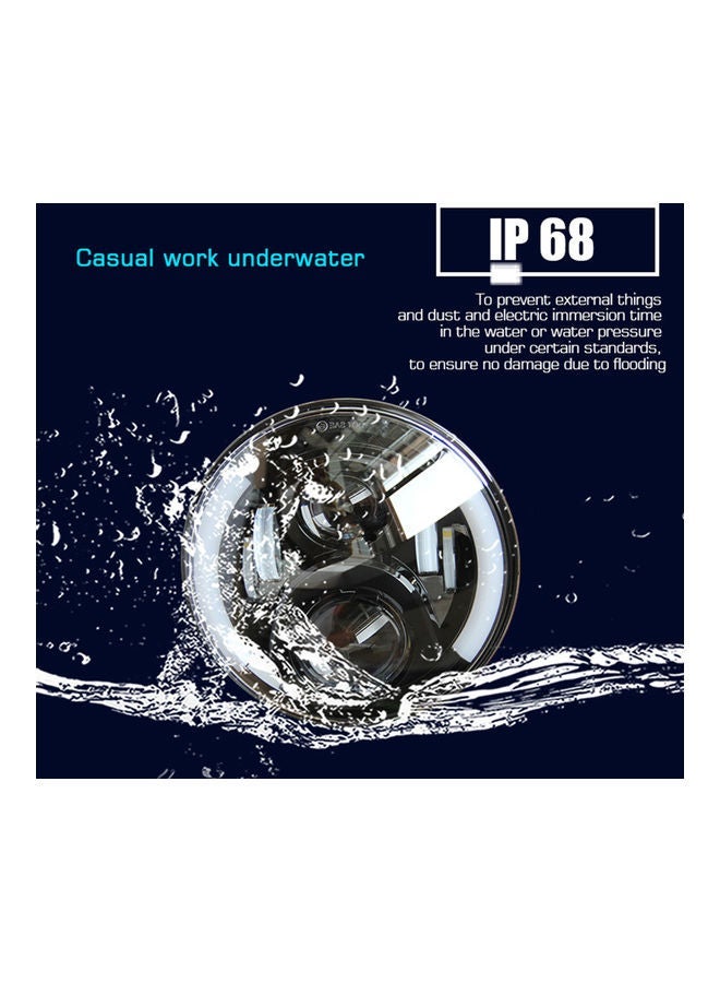 MUNTAQI 12V/24V Motorcycle LED Headlight Round Retro For Jeep Wrangler - Image 3