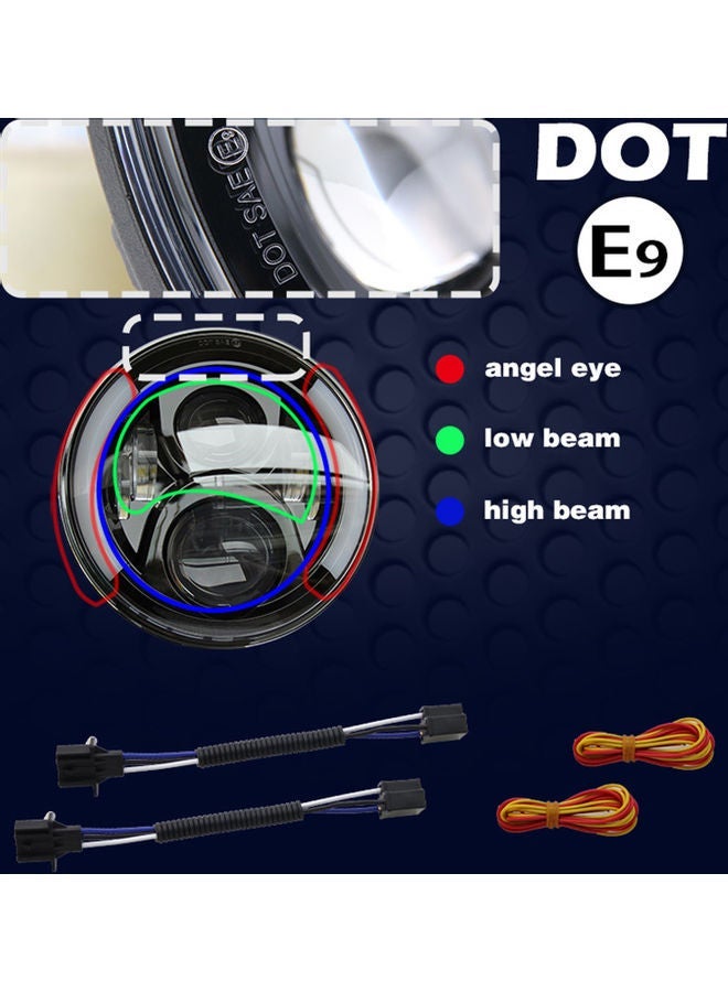 MUNTAQI 12V/24V Motorcycle LED Headlight Round Retro For Jeep Wrangler - Image 2