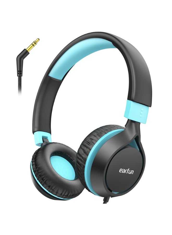 إيرفن سماعات EarFun S1 للأطفال، سماعات سلكية قابلة للطي، محدد مستوى صوت 85 ديسيبل، صوت ستيريو، عصابة رأس قابلة للتعديل، تصميم خفيف ومحمول فوق الأذن، مناسبة للمدرسة والسفر والأولاد والبنات والكمبيوتر – لون أسود. - Image 1