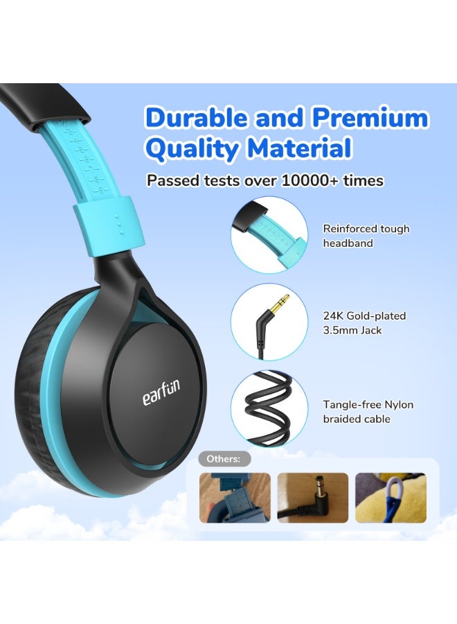 إيرفن سماعات EarFun S1 للأطفال، سماعات سلكية قابلة للطي، محدد مستوى صوت 85 ديسيبل، صوت ستيريو، عصابة رأس قابلة للتعديل، تصميم خفيف ومحمول فوق الأذن، مناسبة للمدرسة والسفر والأولاد والبنات والكمبيوتر – لون أسود. - Image 3