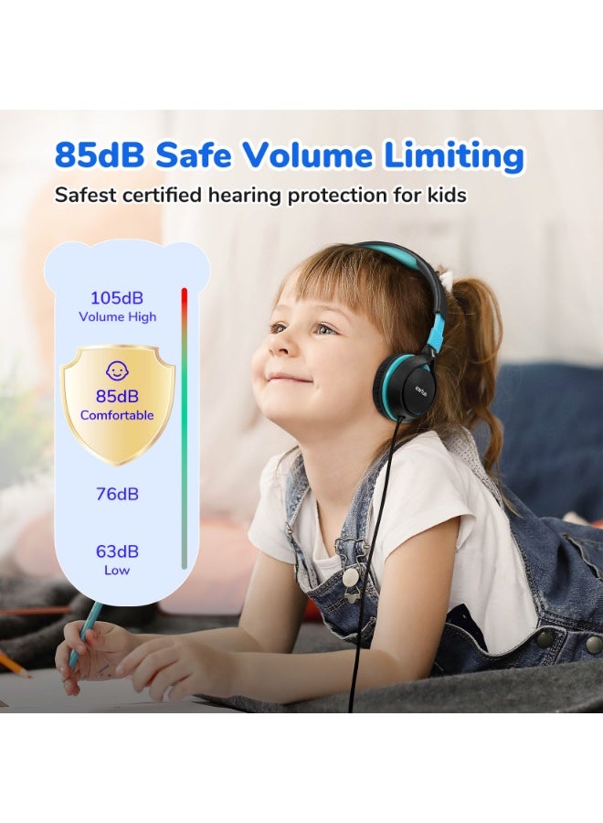 إيرفن سماعات EarFun S1 للأطفال، سماعات سلكية قابلة للطي، محدد مستوى صوت 85 ديسيبل، صوت ستيريو، عصابة رأس قابلة للتعديل، تصميم خفيف ومحمول فوق الأذن، مناسبة للمدرسة والسفر والأولاد والبنات والكمبيوتر – لون أسود. - Image 2