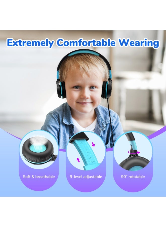إيرفن سماعات EarFun S1 للأطفال، سماعات سلكية قابلة للطي، محدد مستوى صوت 85 ديسيبل، صوت ستيريو، عصابة رأس قابلة للتعديل، تصميم خفيف ومحمول فوق الأذن، مناسبة للمدرسة والسفر والأولاد والبنات والكمبيوتر – لون أسود. - Image 4