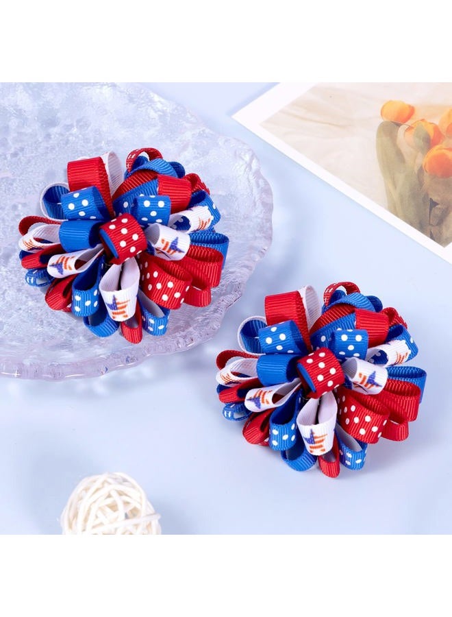 KCHIES July 4th Korker Hair Bow Clip 3'' Kids Patriotic Curly Corker Fireworks Cheer Bow Alligator Barrettes Toddler Baby Girls Independence Day Christmas Party Favor Gift Accessories - Image 5