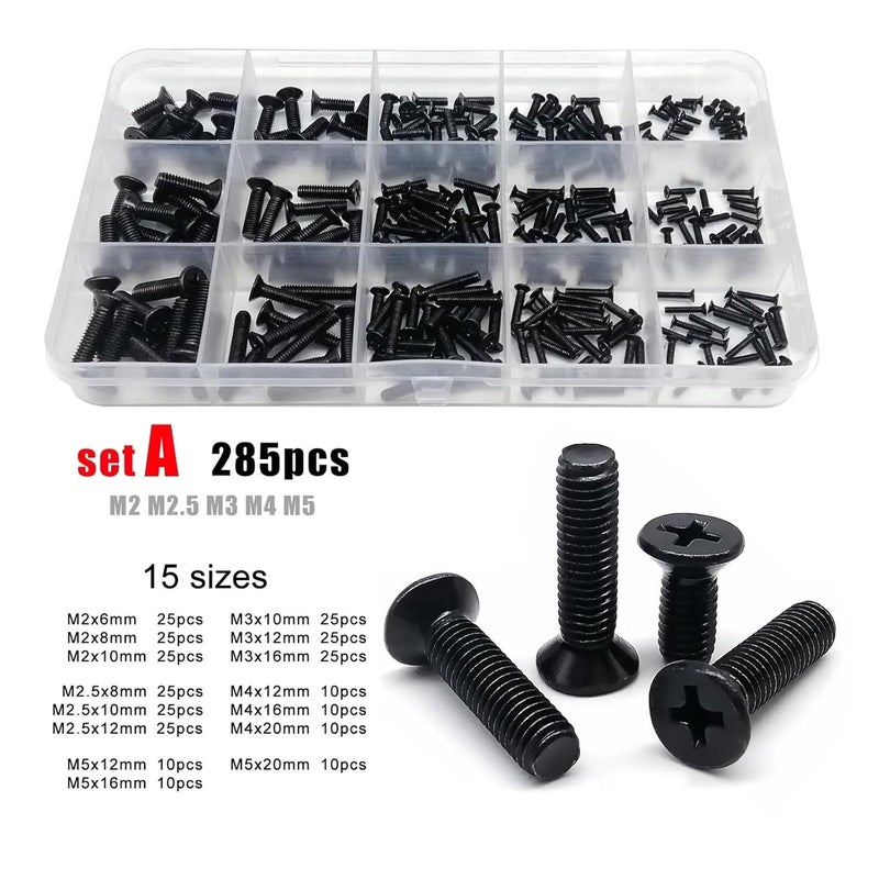 M2 M3 M4 M5 Black 304 Stainless Steel Screw Bolt Nut Assortment Set Box Kit Set B 1020pcs - Image 4