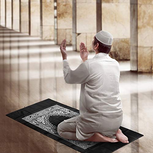 Hitopin Travel Prayer Mat, 60cm*100cm Praying Rug, Portable Polyester Prayer Rug with Compass, Islamic Waterproof Prayer Mat, Musilm Prayer Mat, for Ramadan Gifts, Islamic Prayer (Black) - Image 5