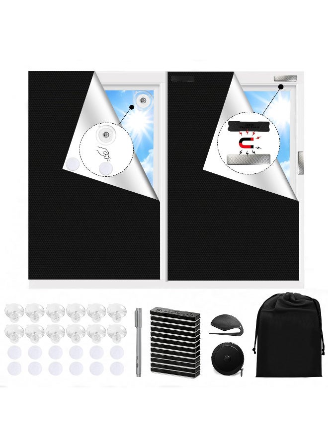 Magnetic Blackout Blinds Portable (300x145cm) Window Shades with Suction Cups and Magnetic Fasteners, Cuttable Temporary Window Cover for Travel, Bedroom,RV,Media Room,Dorm Room, 2 Way to Put Up - Image 1