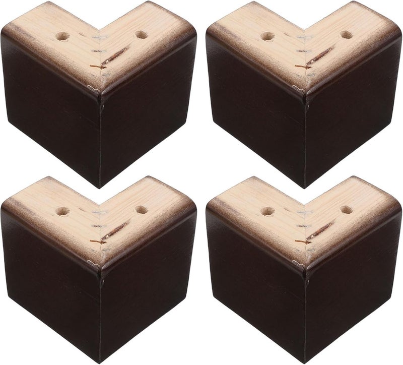 4pcs Bed Risers: 3.7 Inch L-Shaped Wood Furniture Feet 3.7 Inch Height, Solid Sofa Legs Replacement, Heavy Duty Wooden Couch Leg Extenders for Cabinet, Table, Or Bed - Image 1