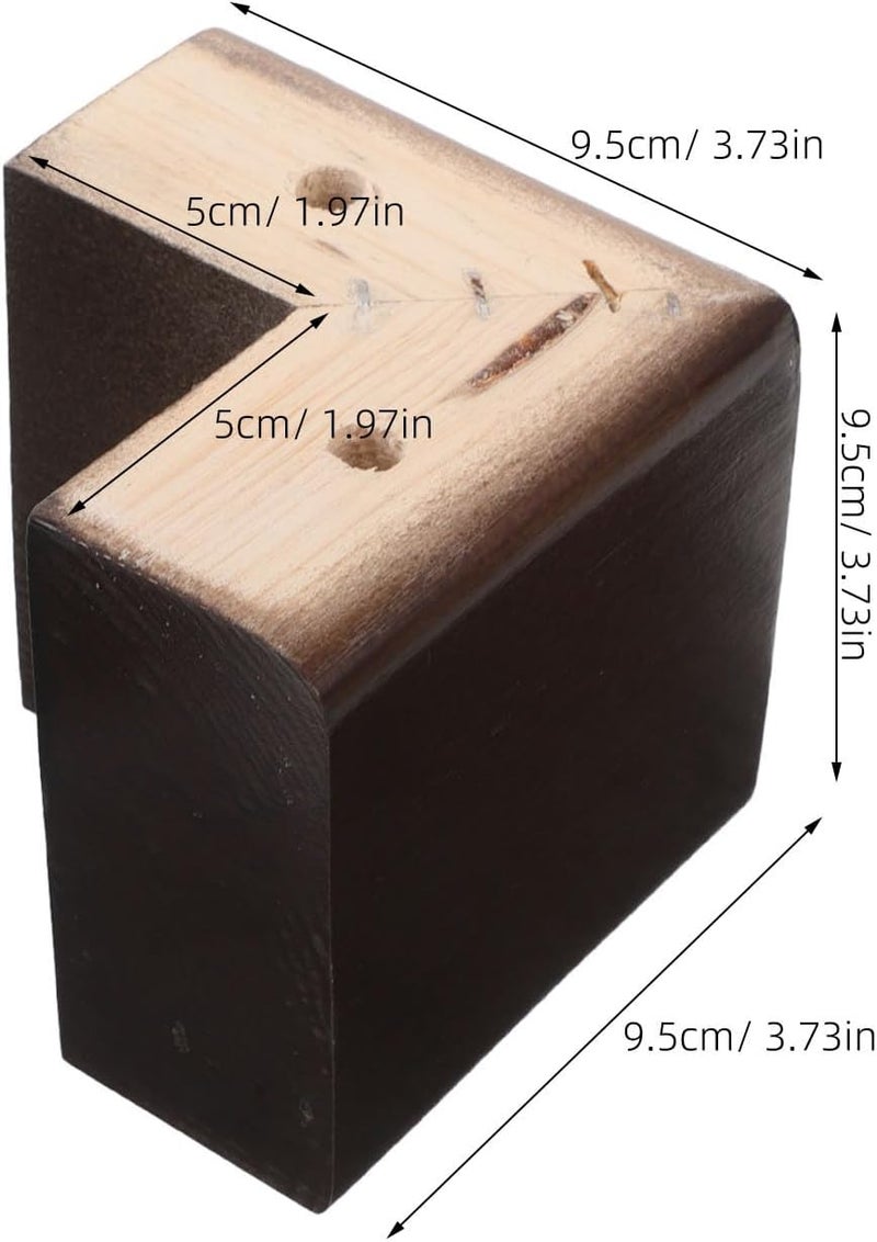 4pcs Bed Risers: 3.7 Inch L-Shaped Wood Furniture Feet 3.7 Inch Height, Solid Sofa Legs Replacement, Heavy Duty Wooden Couch Leg Extenders for Cabinet, Table, Or Bed - Image 2