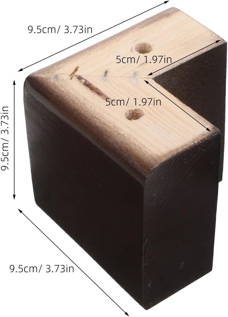 4pcs Bed Risers: 3.7 Inch L-Shaped Wood Furniture Feet 3.7 Inch Height, Solid Sofa Legs Replacement, Heavy Duty Wooden Couch Leg Extenders for Cabinet, Table, Or Bed - Image 4