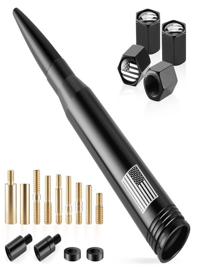 BJSIA American Flag Car Truck Antenna with Valve Stem Caps - Universal Compatible with Ford, Dodge, Chevrolet, GMC, Jeep, Toyota Truck Car Accessories, Heavy Duty Pickup Trucks Accessories - Black - Image 1