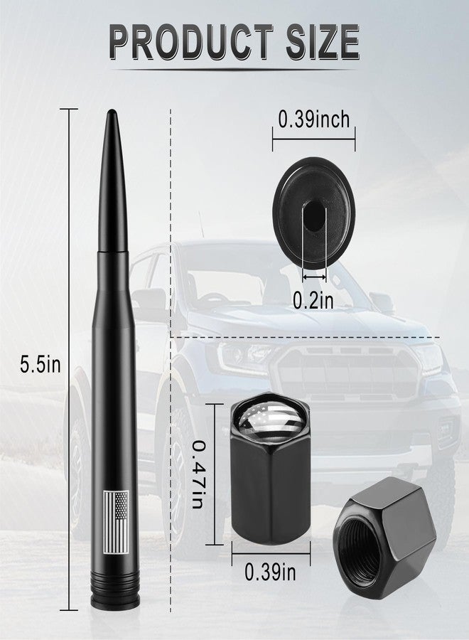 BJSIA American Flag Car Truck Antenna with Valve Stem Caps - Universal Compatible with Ford, Dodge, Chevrolet, GMC, Jeep, Toyota Truck Car Accessories, Heavy Duty Pickup Trucks Accessories - Black - Image 2