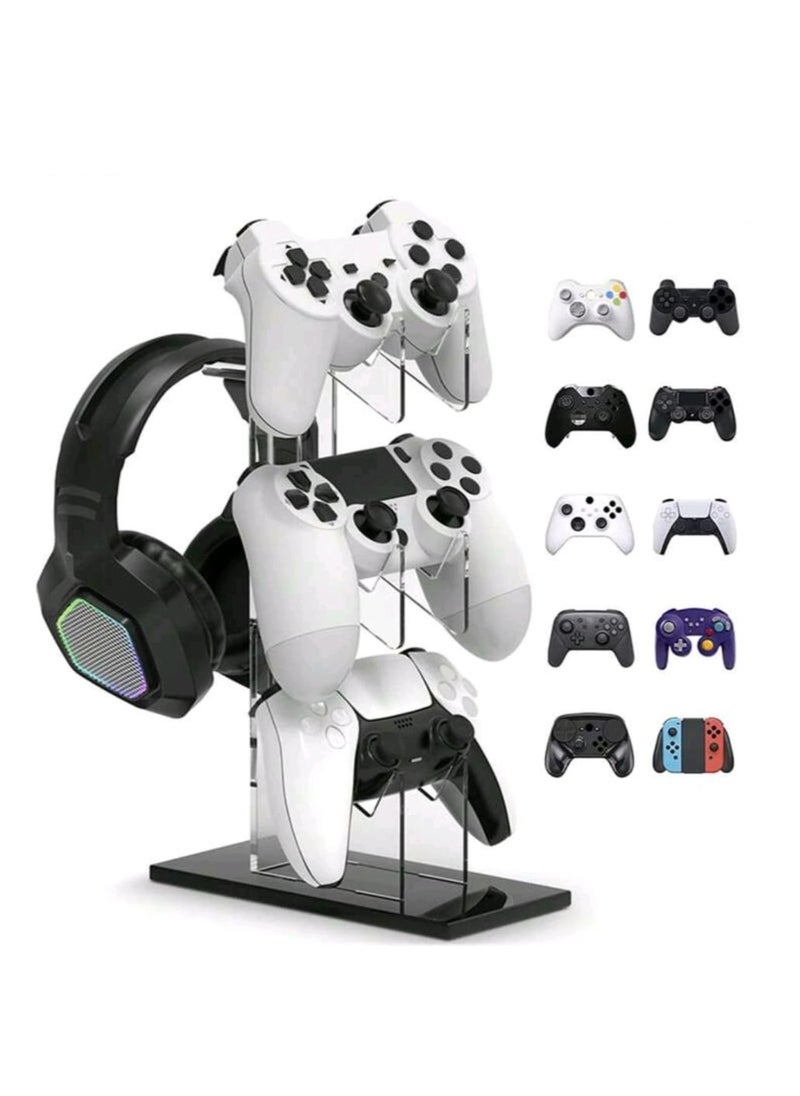 Universal 3Tier Gaming Accessories Stand with Crystal Texture Design for PS5, PS4, Switch Pro, and  Controllers and Headsets