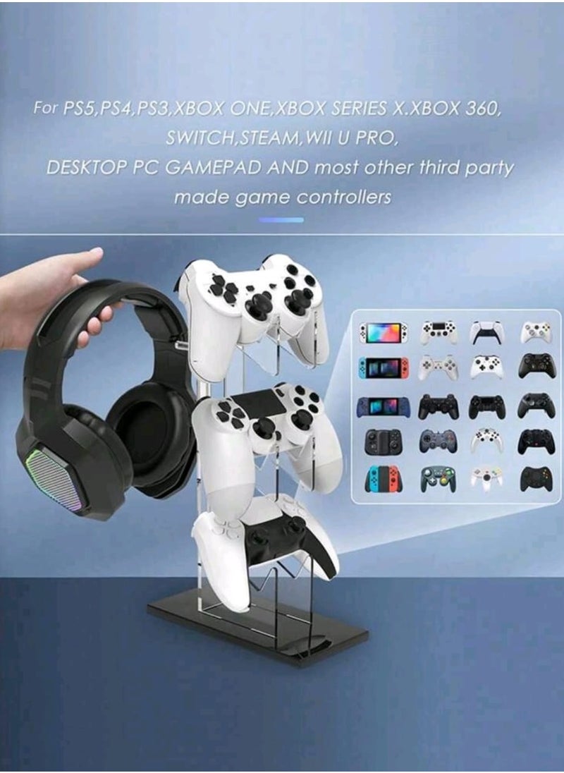 Universal 3Tier Gaming Accessories Stand with Crystal Texture Design for PS5, PS4, Switch Pro, and  Controllers and Headsets