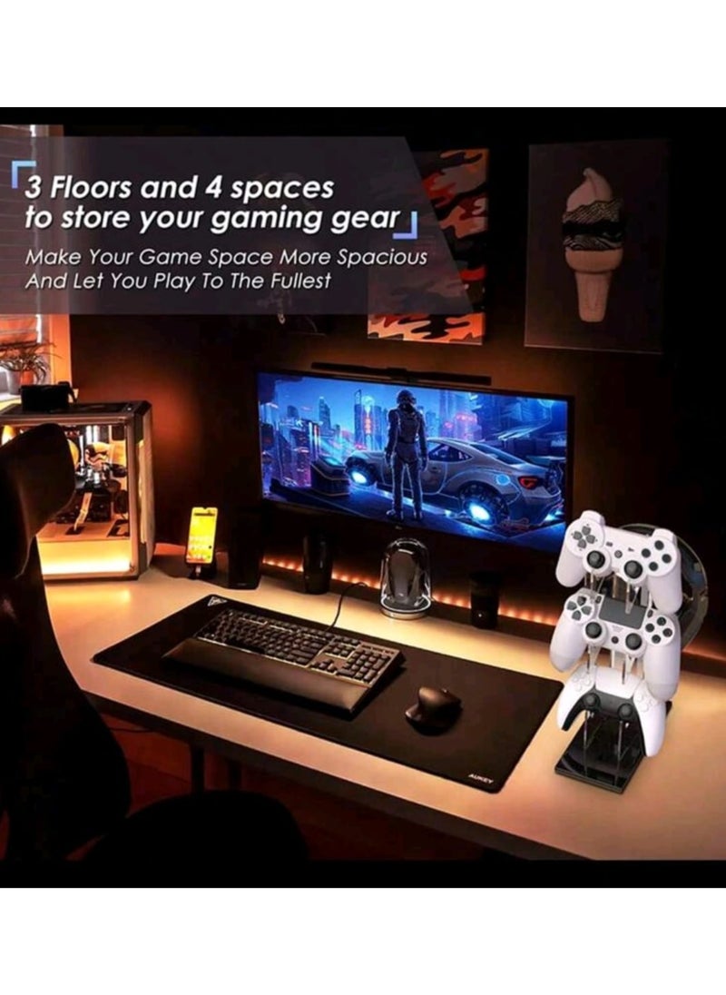 Universal 3Tier Gaming Accessories Stand with Crystal Texture Design for PS5, PS4, Switch Pro, and  Controllers and Headsets