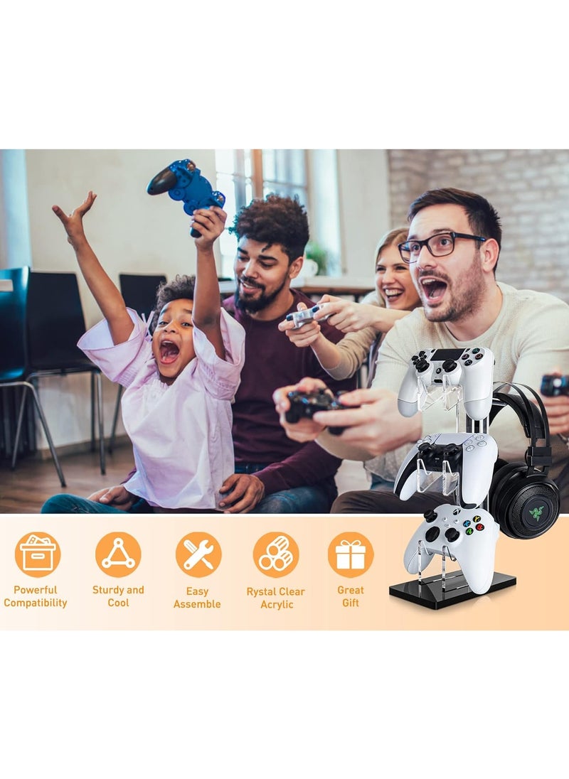 Universal 3Tier Gaming Accessories Stand with Crystal Texture Design for PS5, PS4, Switch Pro, and  Controllers and Headsets