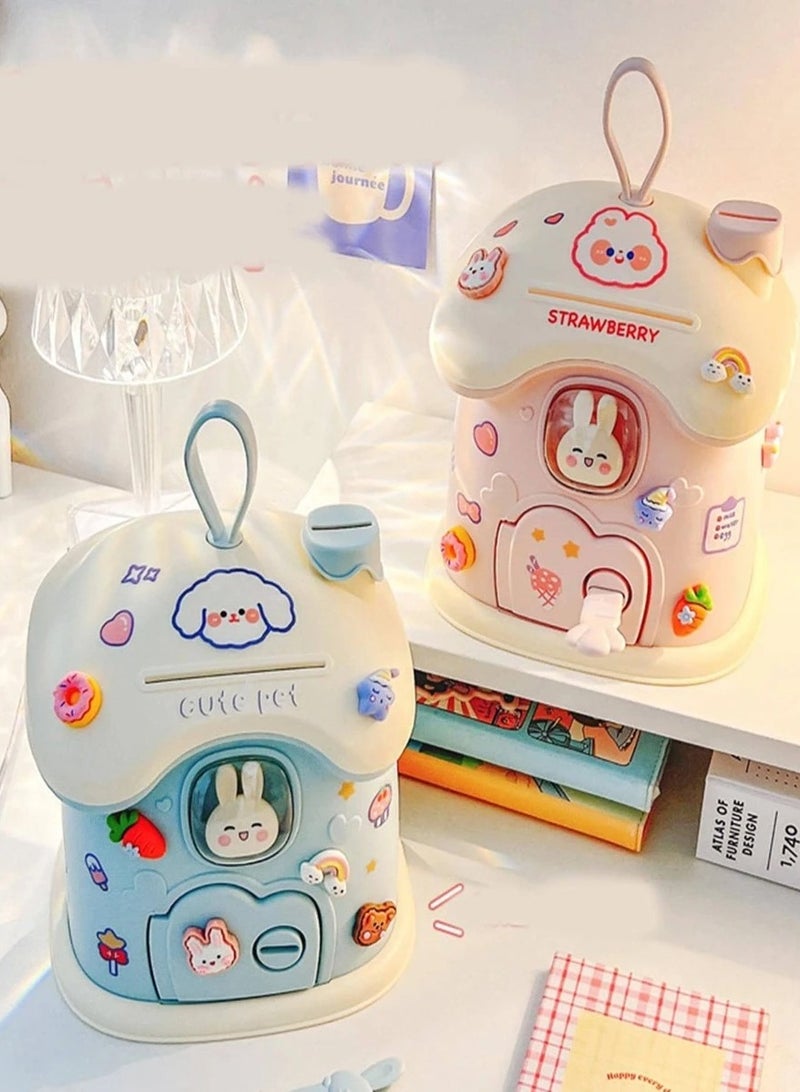 Kids Money Box Safe Money Saving Coin Bank with Cute DIY 3D Stickers - Image 2