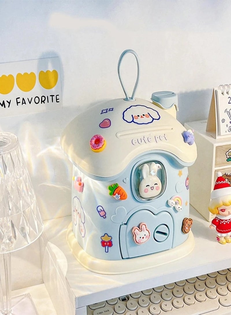 Kids Money Box Safe Money Saving Coin Bank with Cute DIY 3D Stickers - Image 1