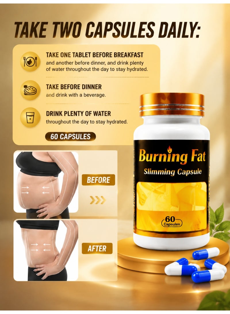 Capsule 2 Bottles Burnine Fat Burning Supplement, Natural Thermogenic Formula for Men and Women, 60 Capsules *2 - Image 3