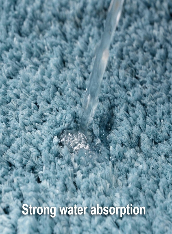 WCBSTT 3 Pieces Luxury Bathroom Rug Set with U-Shaped Toilet Rug, Non-Slip Rubber Bottom, Thick Microfiber Fluffy Plush, Water absorption, Quick Dry, Ultra Soft, Bath Mats for Bathroom, Tub(Lake Blue) - Image 5