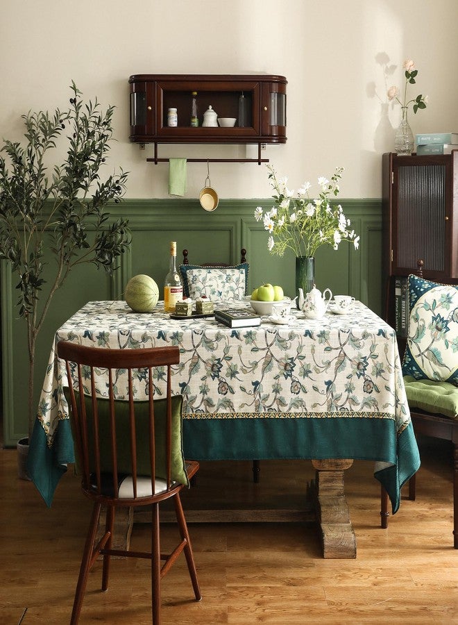 patdrea Designer Floral Linen Table Cloth French Spring Summer Durable Breathable Table Cover Decor Kitchen Dining Tablecloth for Rectangle Tables for Kitchen Dining Christmas,Patio,55"x 71" - Image 2