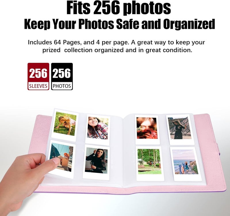 Veicevol 256 Pockets Photo Album for Fujifilm Instax Mini Camera, Leather Cover, Photo Album for Instax Mini 12 11 9 40 90 8 7 Evo LiPlay Instant Camera, 2x3 Photo Albums (Magic Purple) - Image 3