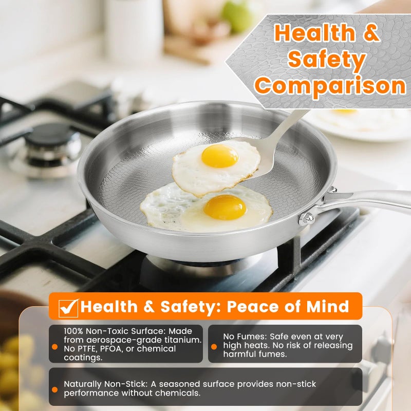 NKDFRI Titanium Hammered Pan Pro with Lid - 11.02 Inch Titanium Non Stick Frying Pan | Scratch-Resistant, Even Heating Cookware for All Stovetops (11in-With Lid) - Image 5