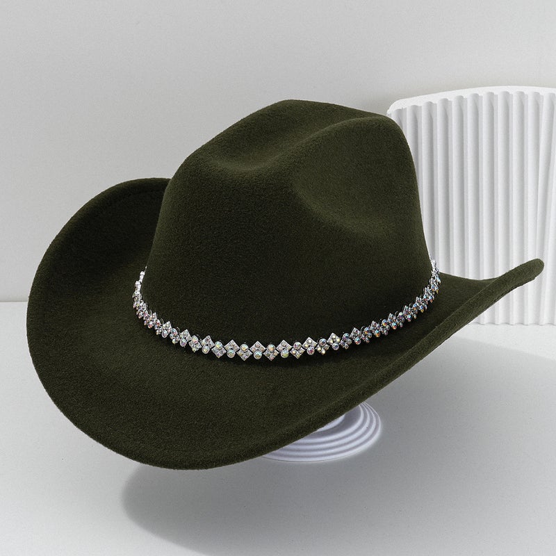 Men'S And Women'S Light Luxury Topper Hat British Denim Hat Rhinestone Gem Accessories Belt For Bachelor Party - Image 1