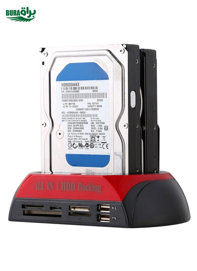BURAQ All in 1 Dual 2.5 inch/3.5 inch SATA/IDE HDD Dock Station with Card Reader & Hub  - Image 1