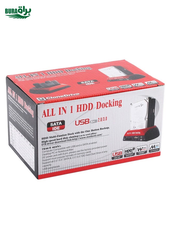 BURAQ All in 1 Dual 2.5 inch/3.5 inch SATA/IDE HDD Dock Station with Card Reader & Hub  - Image 5